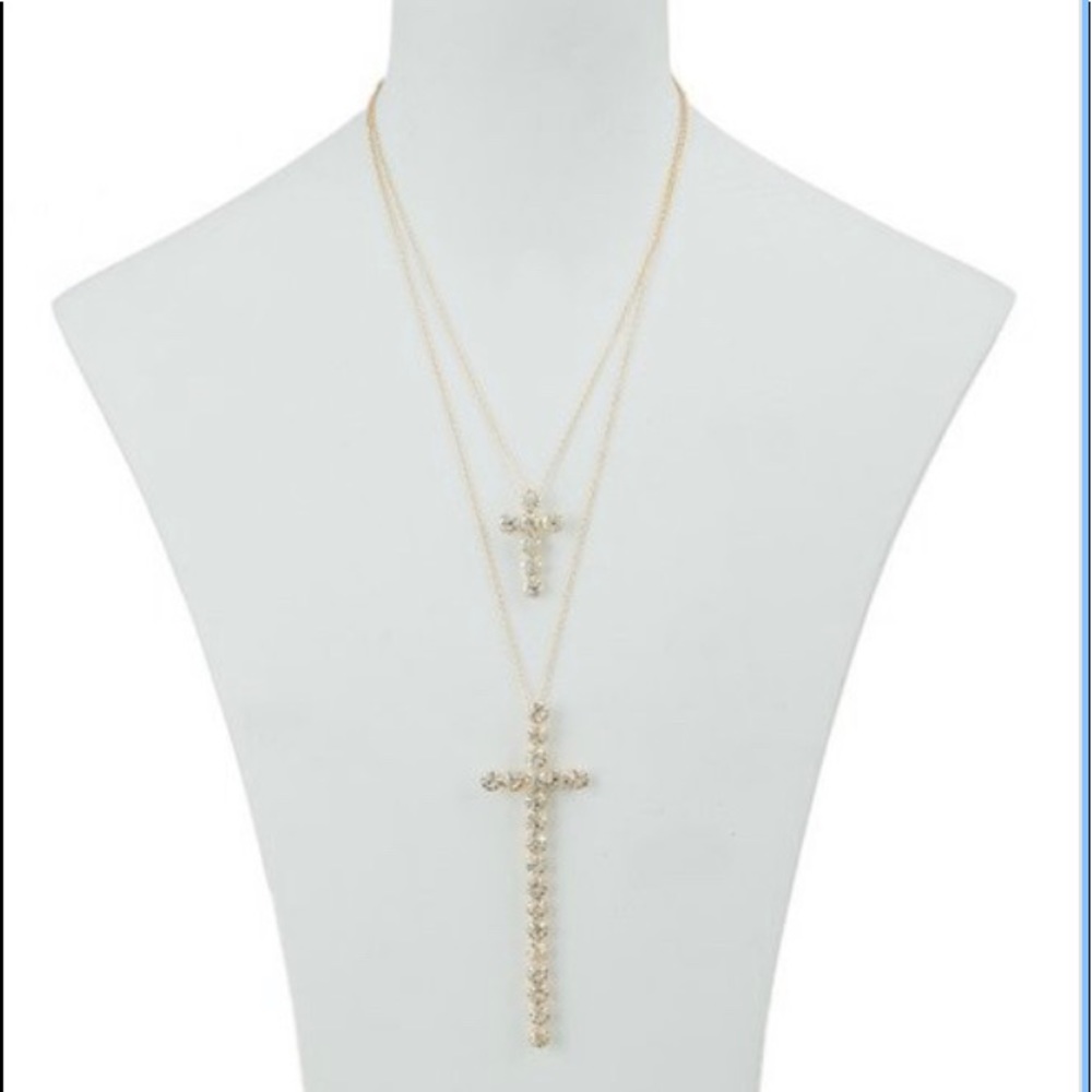 🆕Double Cross Necklace - Picture 2 of 7